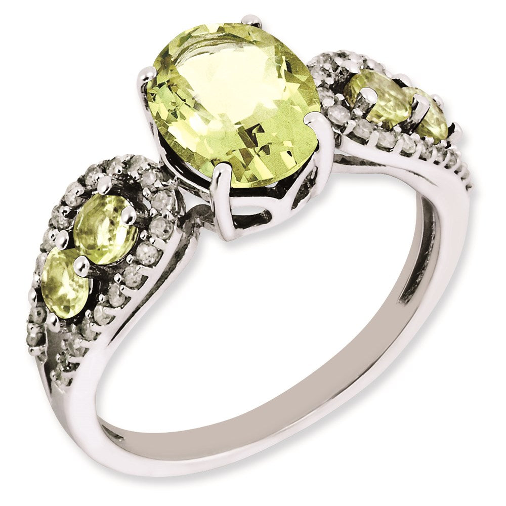 Sterlingsilber Rhodiniert Diamant & Zitrone Quarz Ring (size 7 Nur)