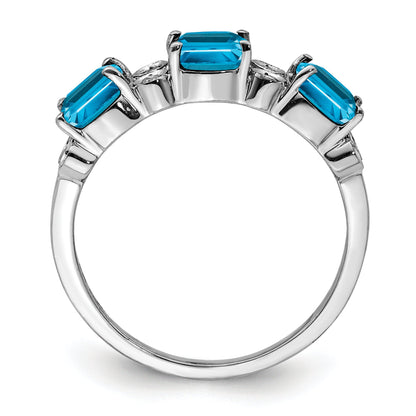 Sterlingsilber Rhodium Blautopas & Diamant Ring (size 7 Nur)
