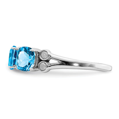 Sterlingsilber Rhodium Blautopas & Diamant Ring (size 7 Nur)