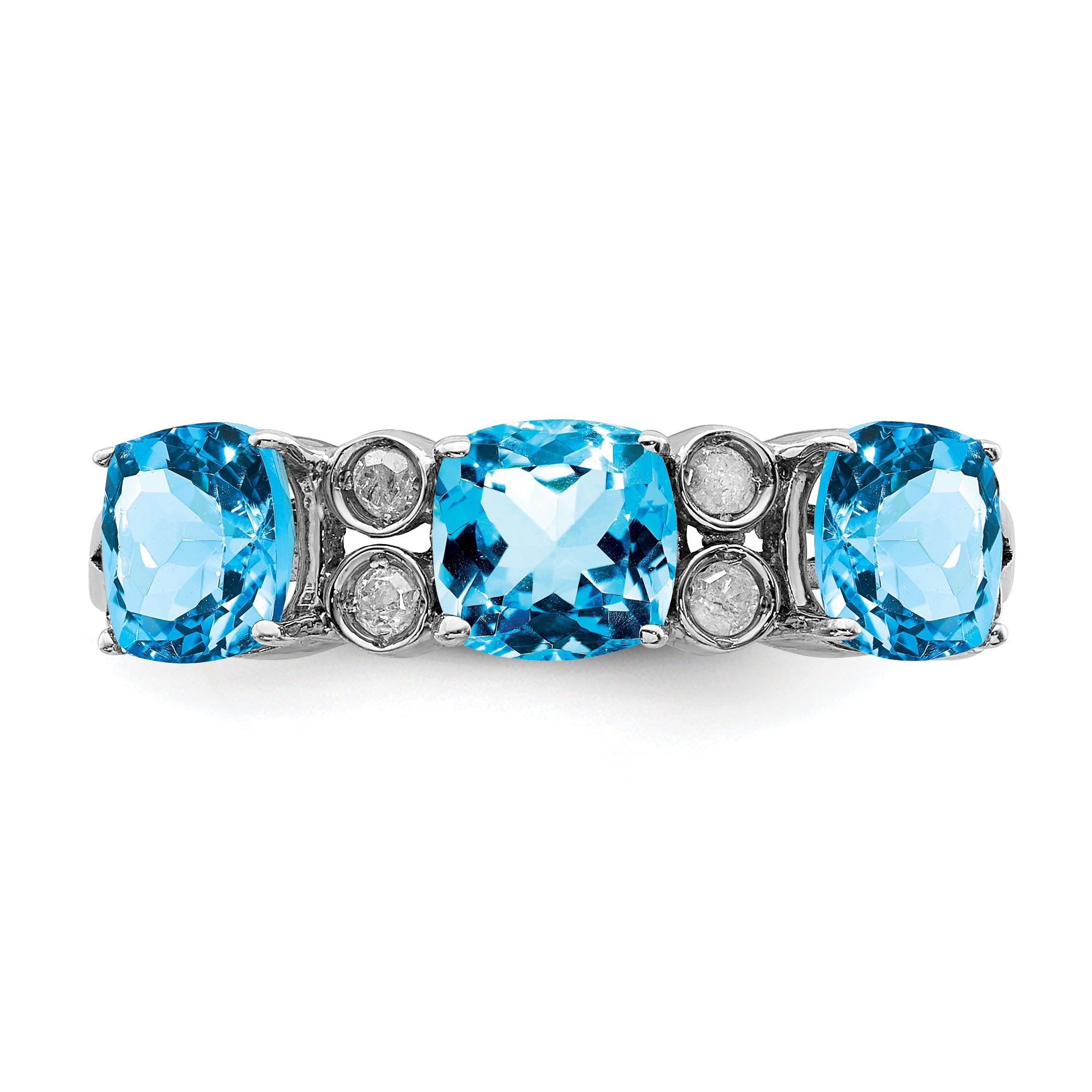 Sterlingsilber Rhodium Blautopas & Diamant Ring (size 7 Nur)