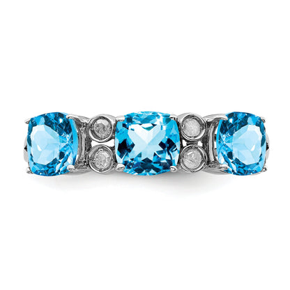 Sterlingsilber Rhodium Blautopas & Diamant Ring (size 7 Nur)