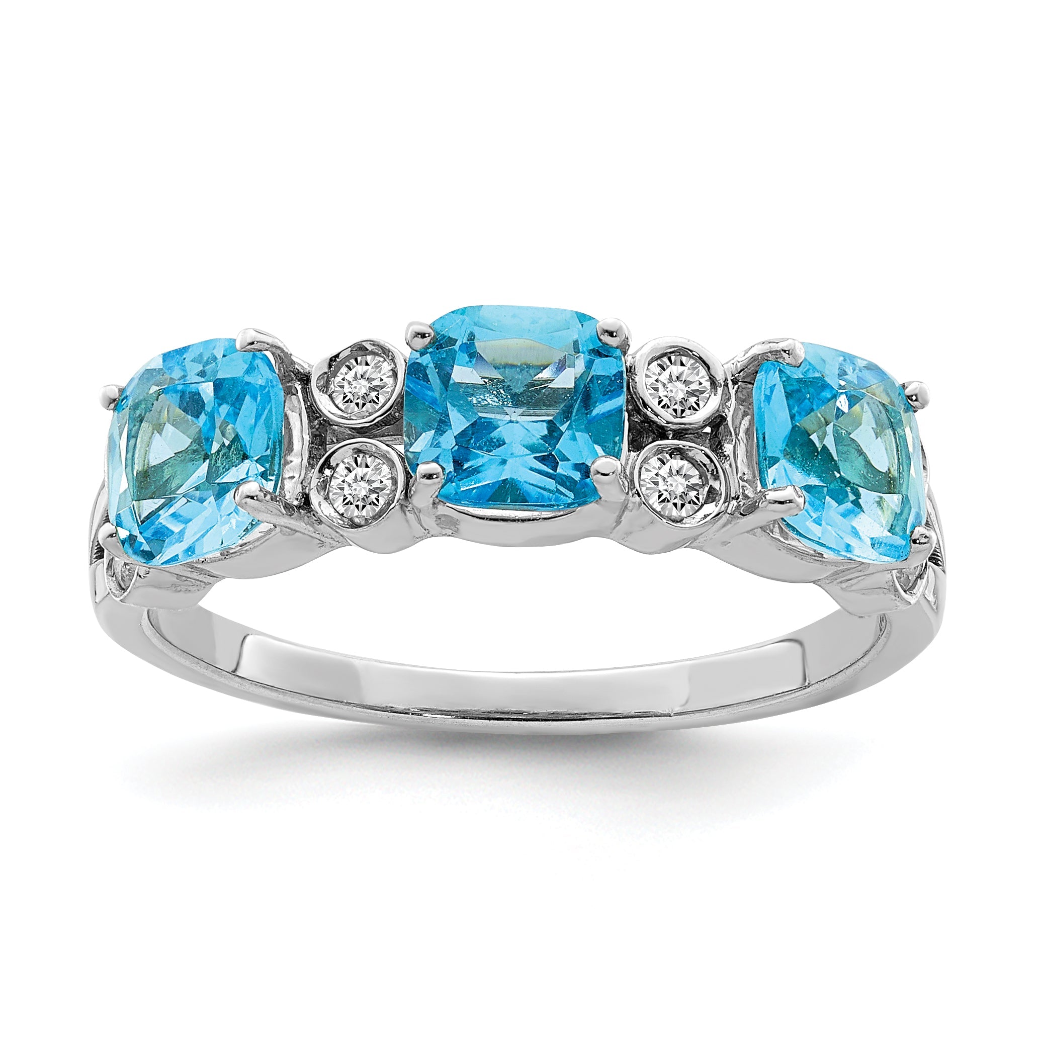 Sterlingsilber Rhodium Blautopas & Diamant Ring (size 7 Nur)