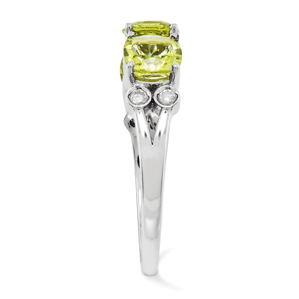 Sterlingsilber Rhodiniert Diamant & Zitrone Quarz Ring