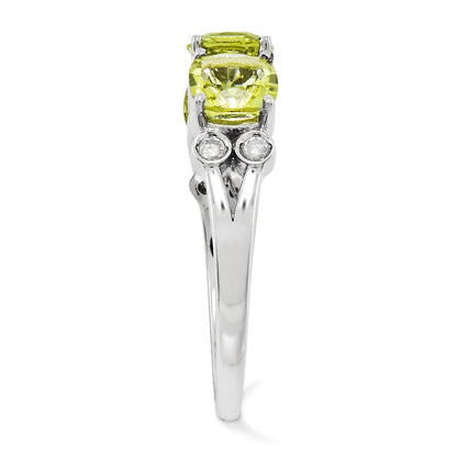 Sterlingsilber Rhodiniert Diamant & Zitrone Quarz Ring