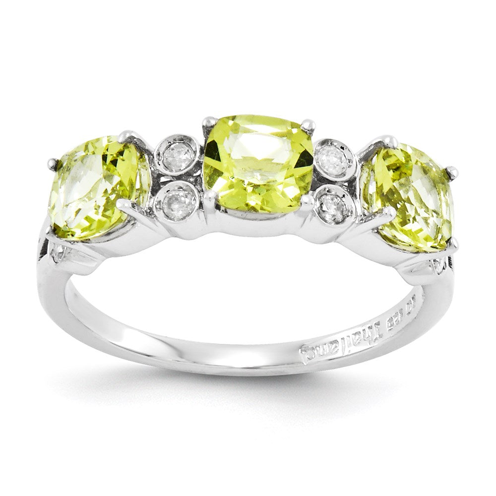 Sterlingsilber Rhodiniert Diamant & Zitrone Quarz Ring