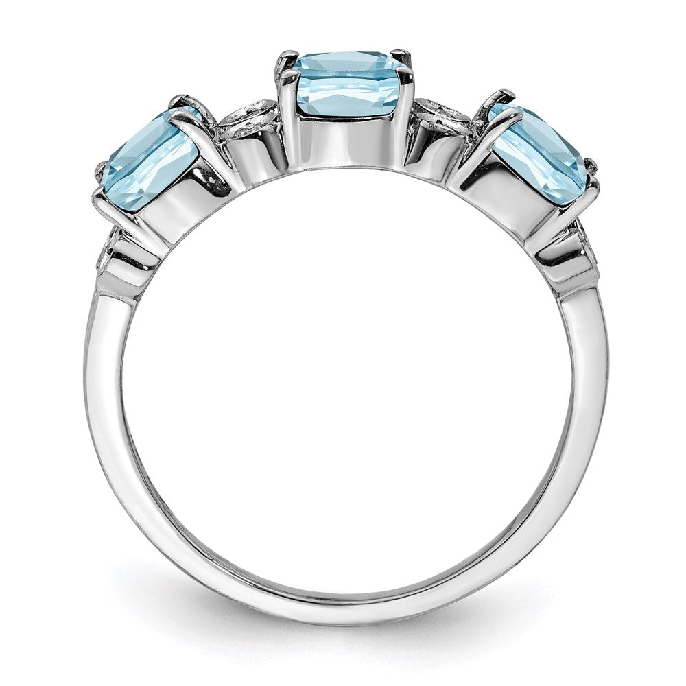 Sterlingsilber Rhodium Diamant & Himmel Blautopas Ring (size 7 Nur)