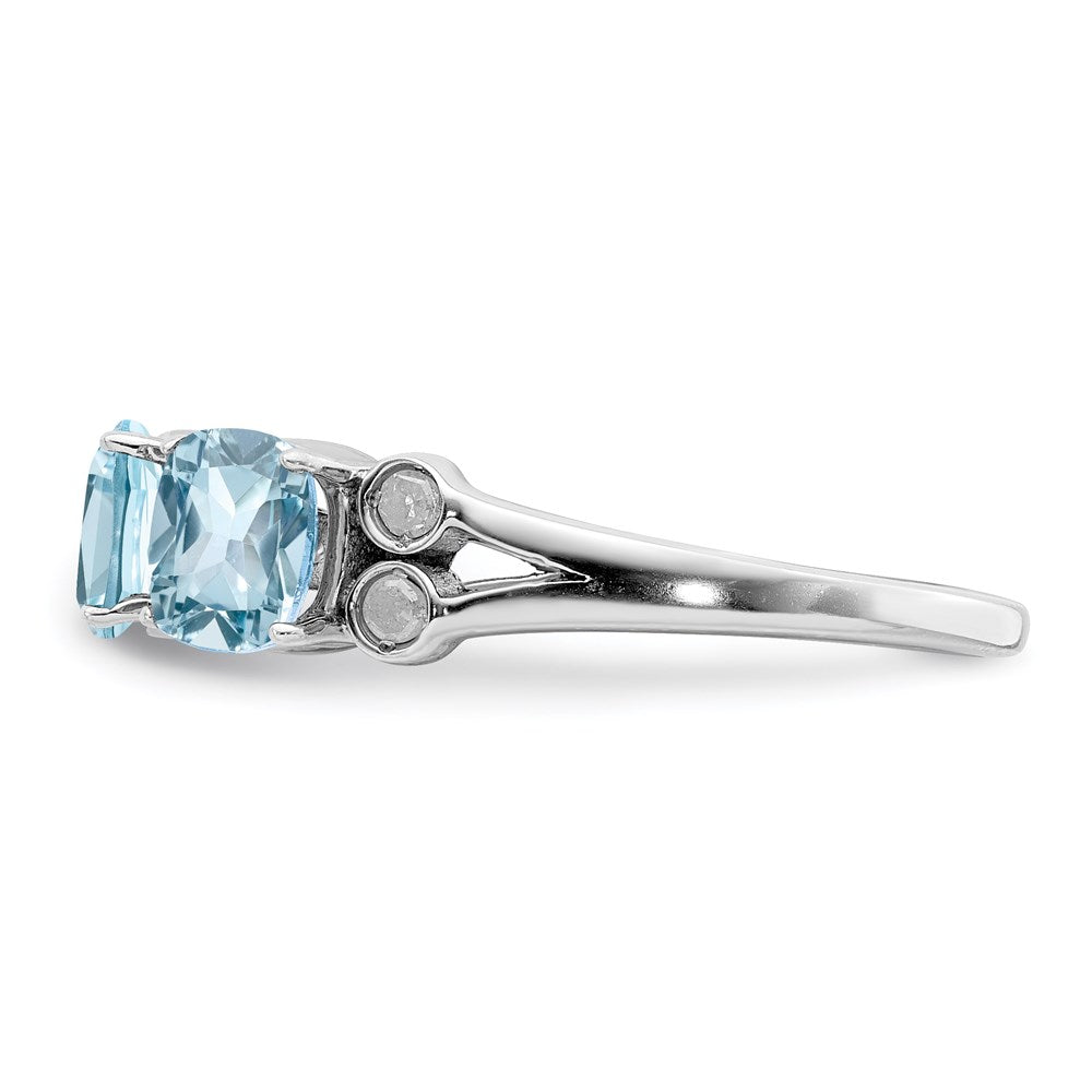 Sterlingsilber Rhodium Diamant & Himmel Blautopas Ring (size 7 Nur)