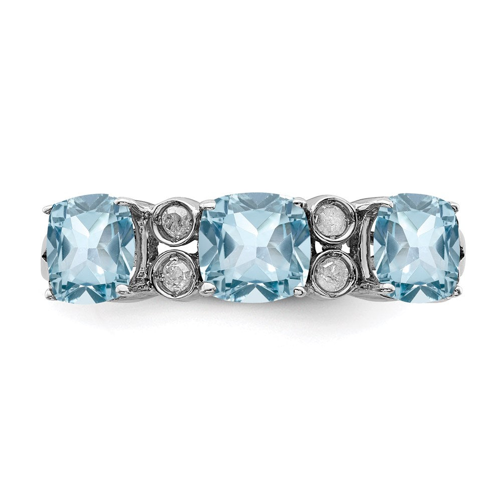 Sterlingsilber Rhodium Diamant & Himmel Blautopas Ring (size 7 Nur)