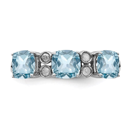 Sterlingsilber Rhodium Diamant & Himmel Blautopas Ring (size 7 Nur)