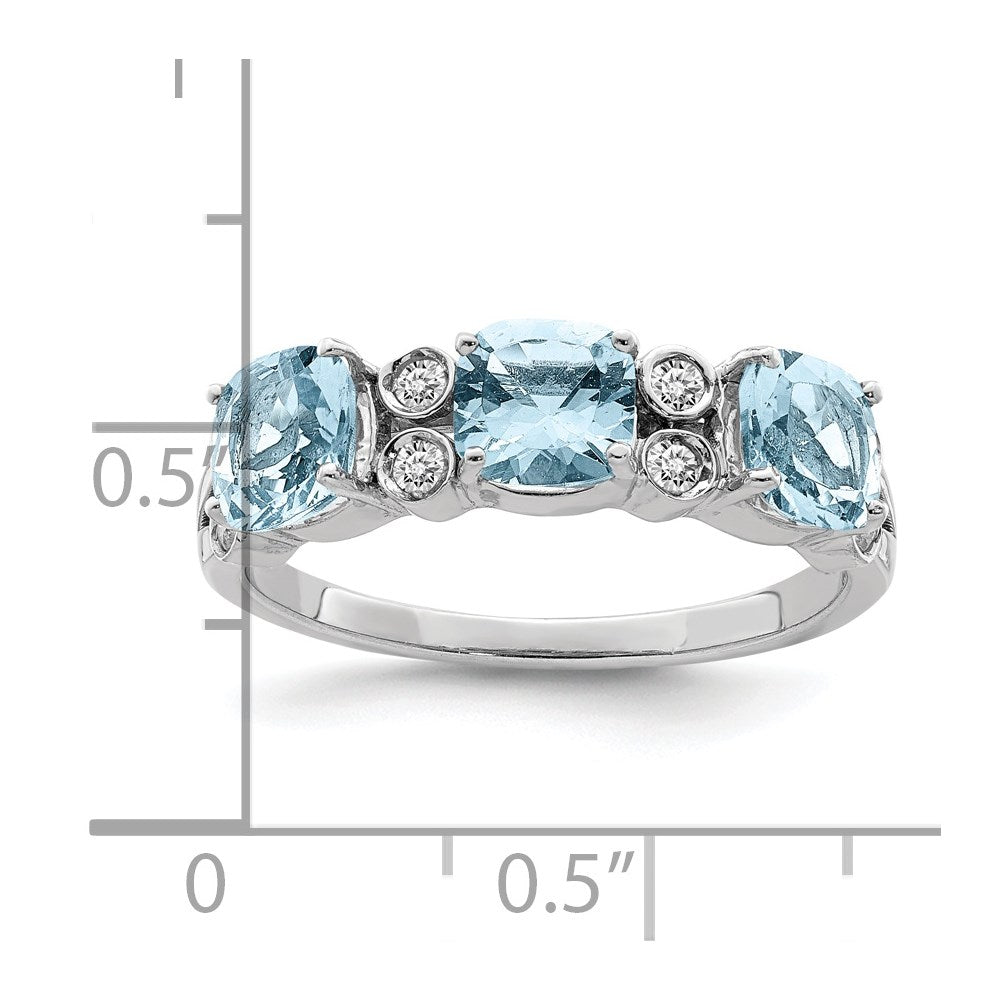 Sterlingsilber Rhodium Diamant & Himmel Blautopas Ring (size 7 Nur)