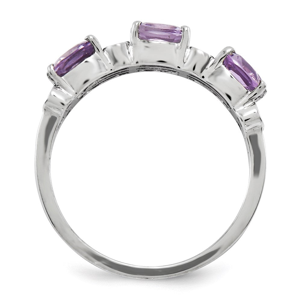 Sterlingsilber Rhodiniert Diamant & Rosa Quarz Ring (size 6 Nur)