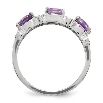 Sterlingsilber Rhodiniert Diamant & Rosa Quarz Ring (size 6 Nur)