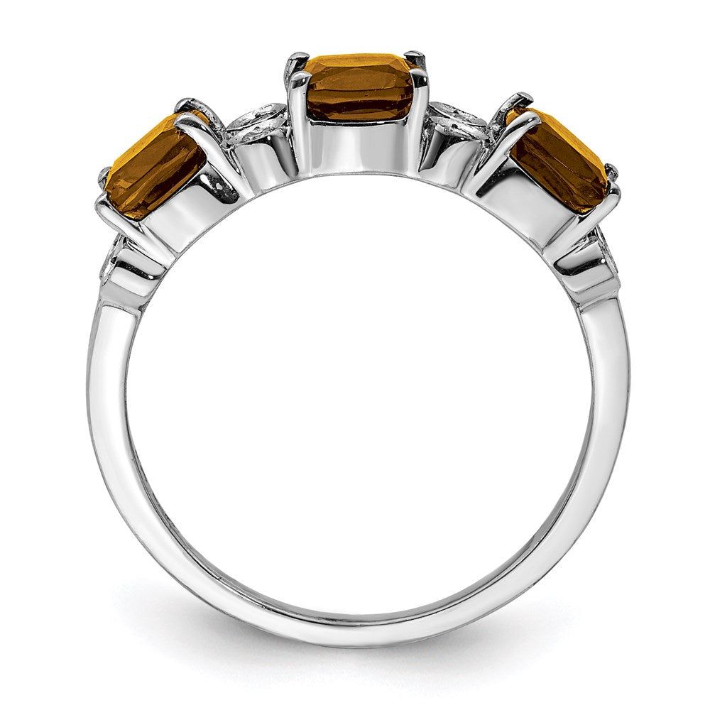 Sterlingsilber Rhodium Whiskey Quarz & Diamant Ring (size 7 Nur)