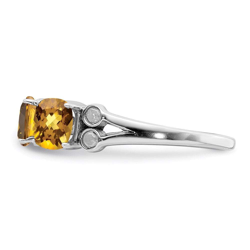 Sterlingsilber Rhodium Whiskey Quarz & Diamant Ring (size 7 Nur)