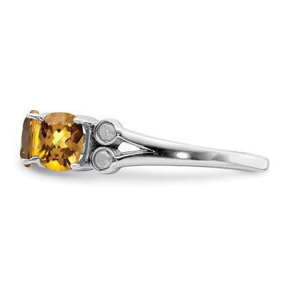 Sterlingsilber Rhodium Whiskey Quarz & Diamant Ring (size 7 Nur)