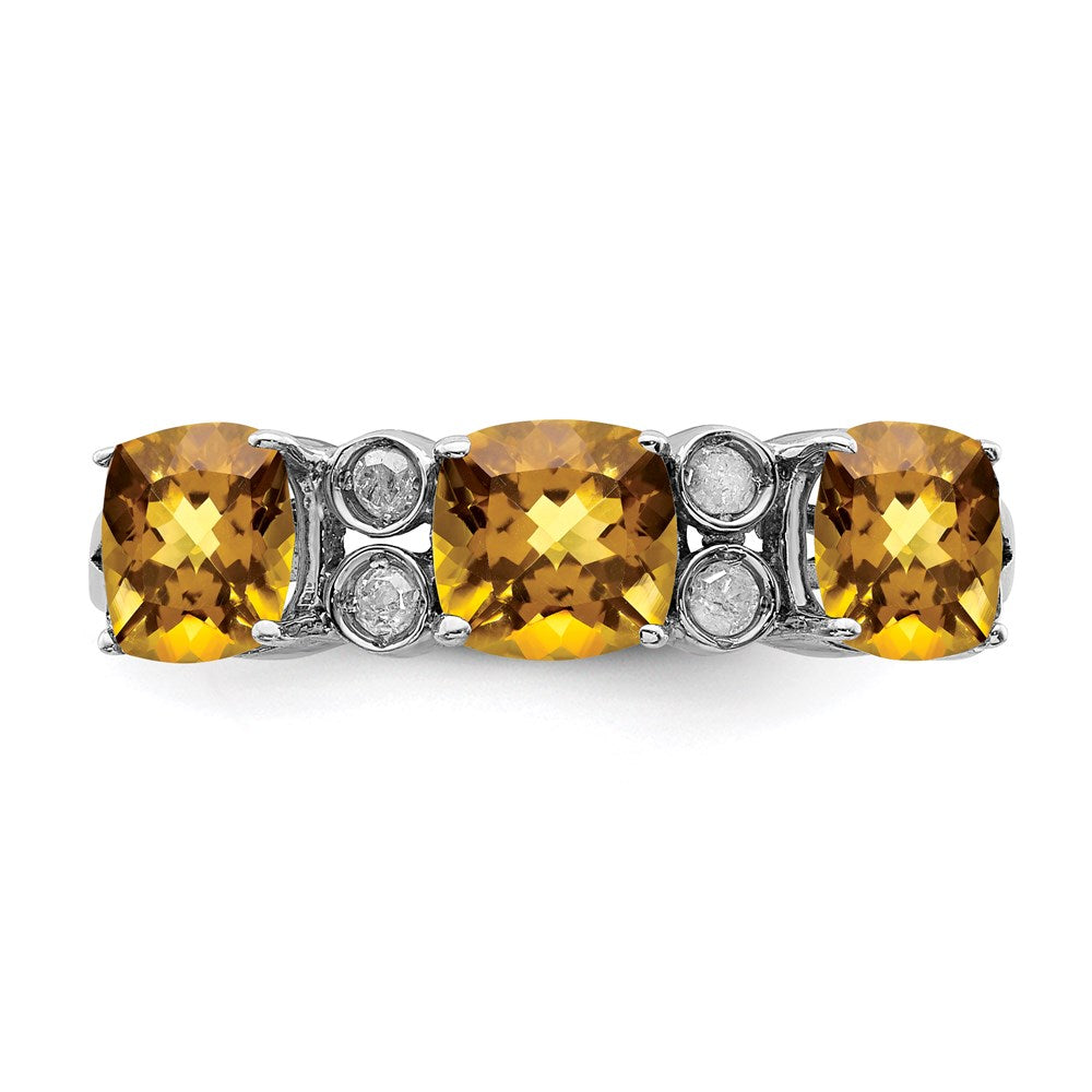 Sterlingsilber Rhodium Whiskey Quarz & Diamant Ring (size 7 Nur)