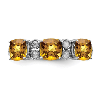 Sterlingsilber Rhodium Whiskey Quarz & Diamant Ring (size 7 Nur)