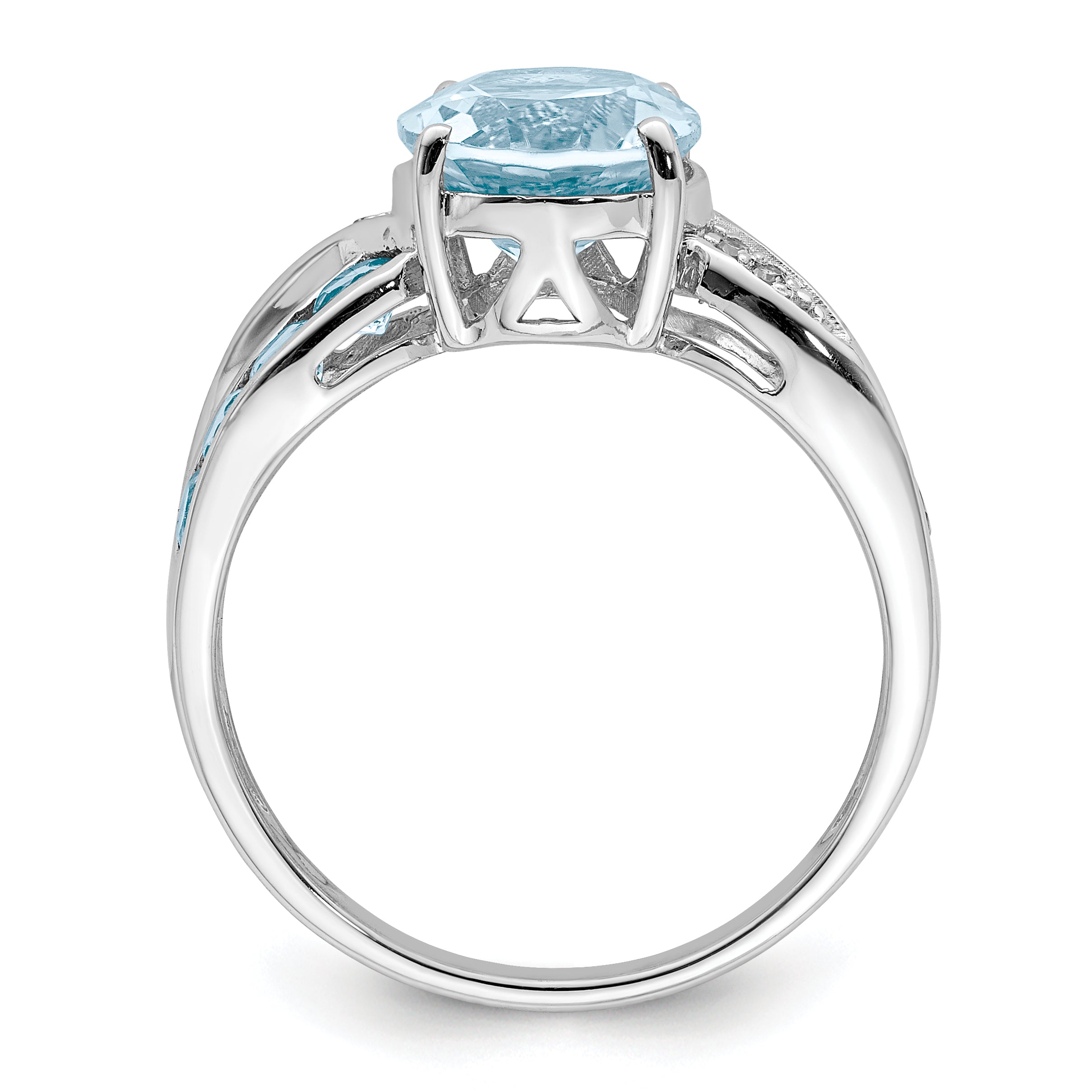 Sterlingsilber Rhodium Diamant & Himmel Blautopas Ring