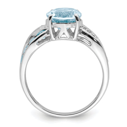 Sterlingsilber Rhodium Diamant & Himmel Blautopas Ring