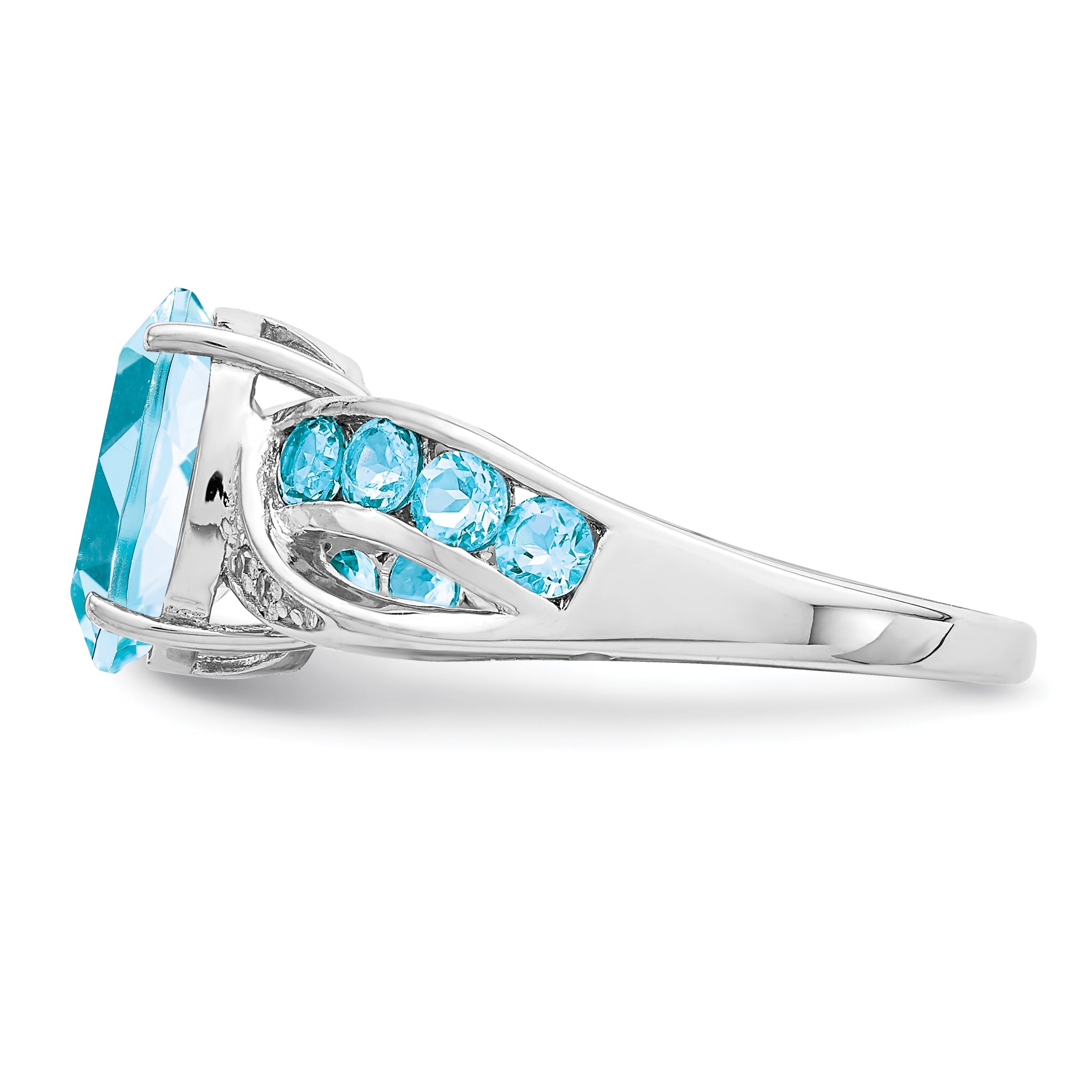 Sterlingsilber Rhodium Diamant & Himmel Blautopas Ring