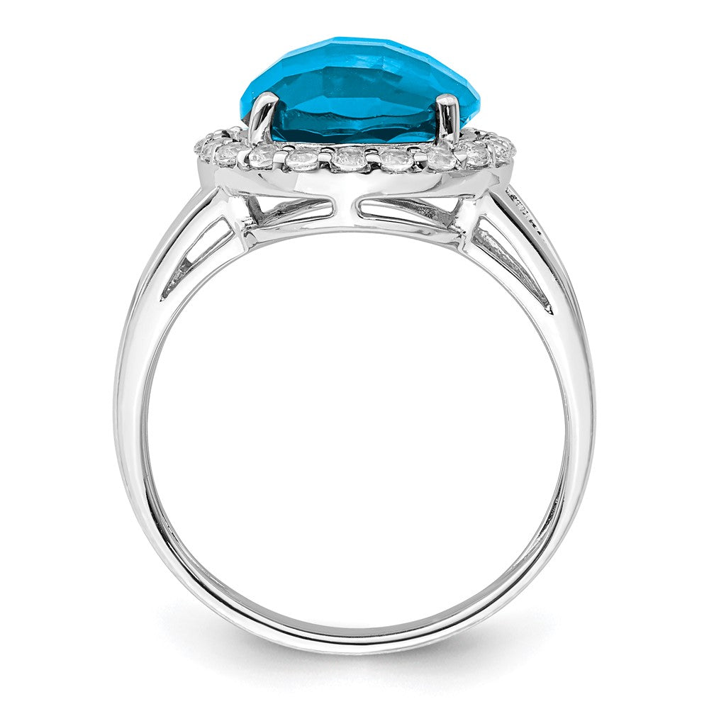 Sterlingsilber Rhodium Blau & Weiß Topas Ring (size 7 Nur)