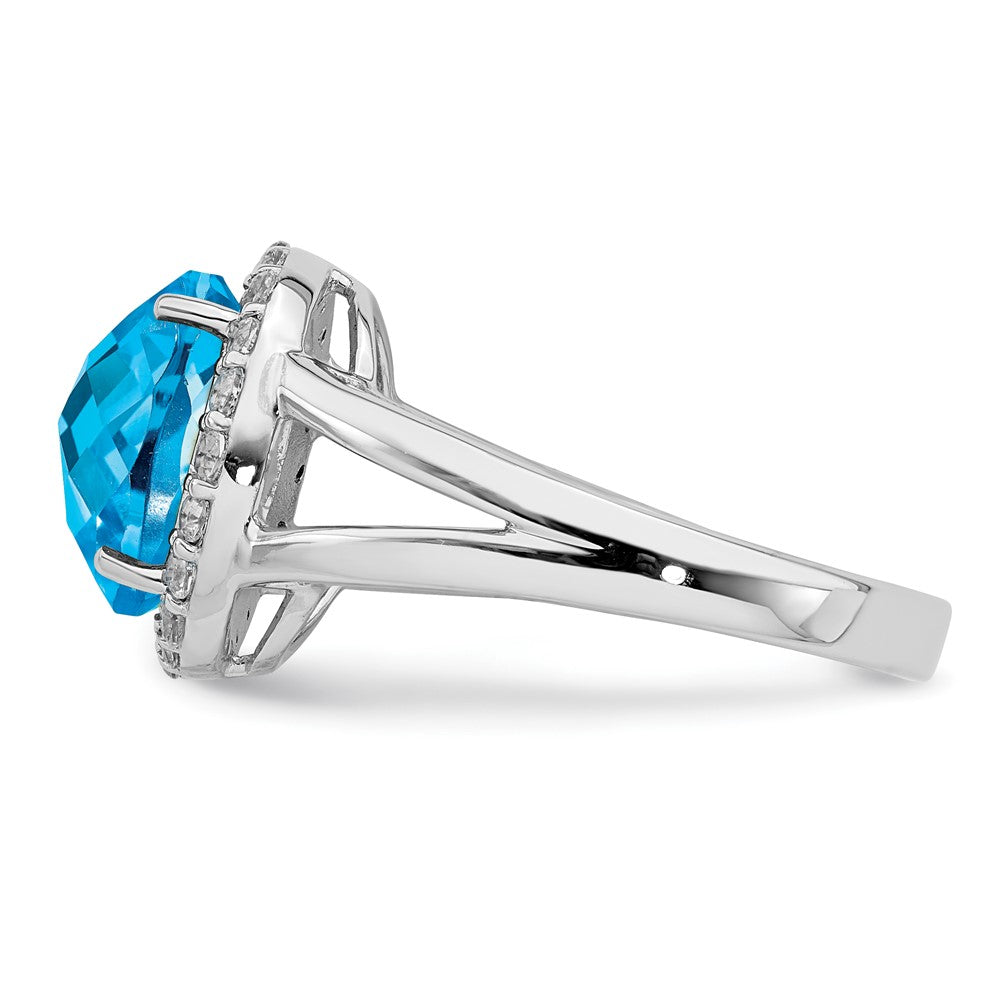 Sterlingsilber Rhodium Blau & Weiß Topas Ring (size 7 Nur)