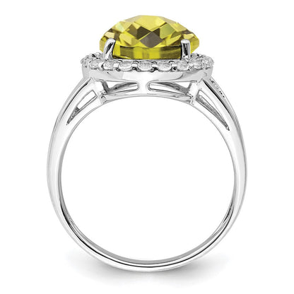 Sterlingsilber Rhodium Zitrone Quarz & Weiß Topas Ring