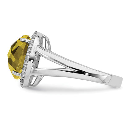 Sterlingsilber Rhodium Zitrone Quarz & Weiß Topas Ring