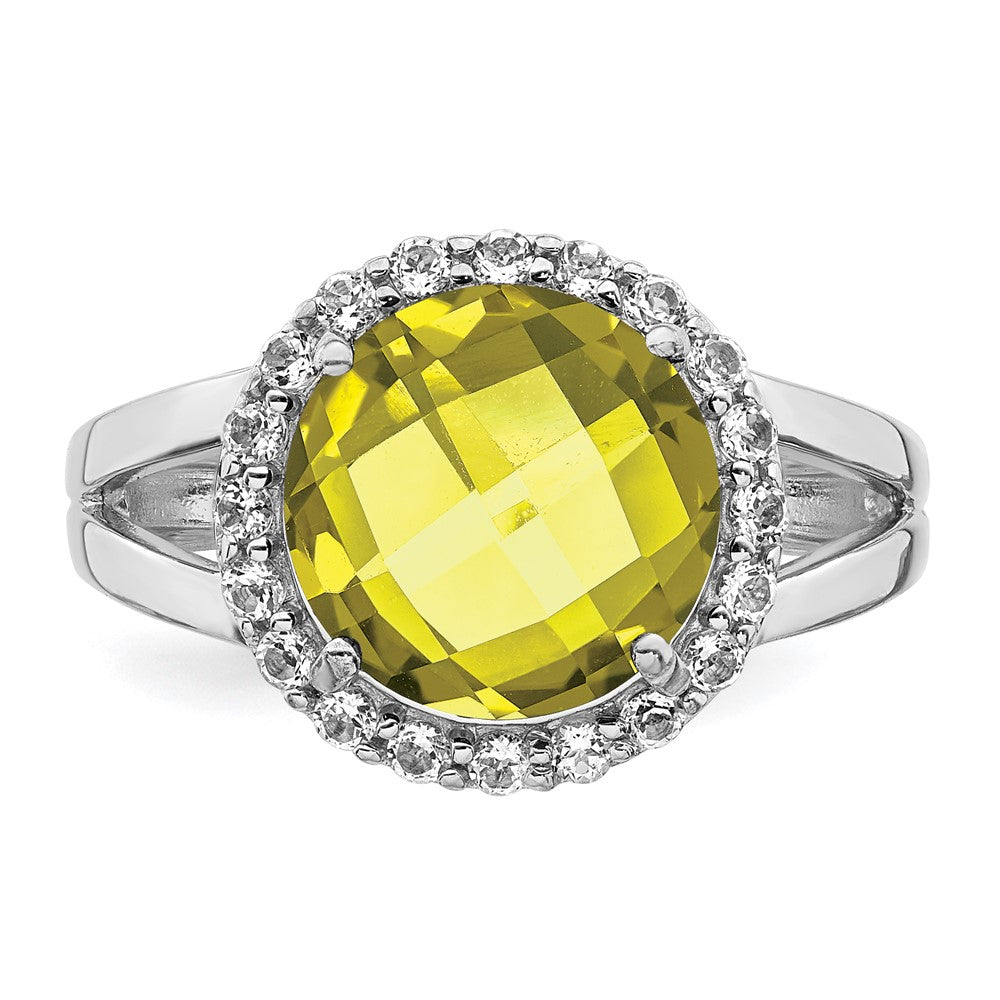 Sterlingsilber Rhodium Zitrone Quarz & Weiß Topas Ring