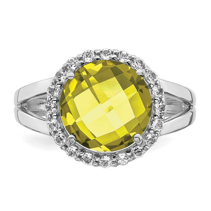Sterlingsilber Rhodium Zitrone Quarz & Weiß Topas Ring