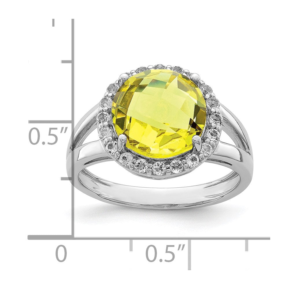 Sterlingsilber Rhodium Zitrone Quarz & Weiß Topas Ring