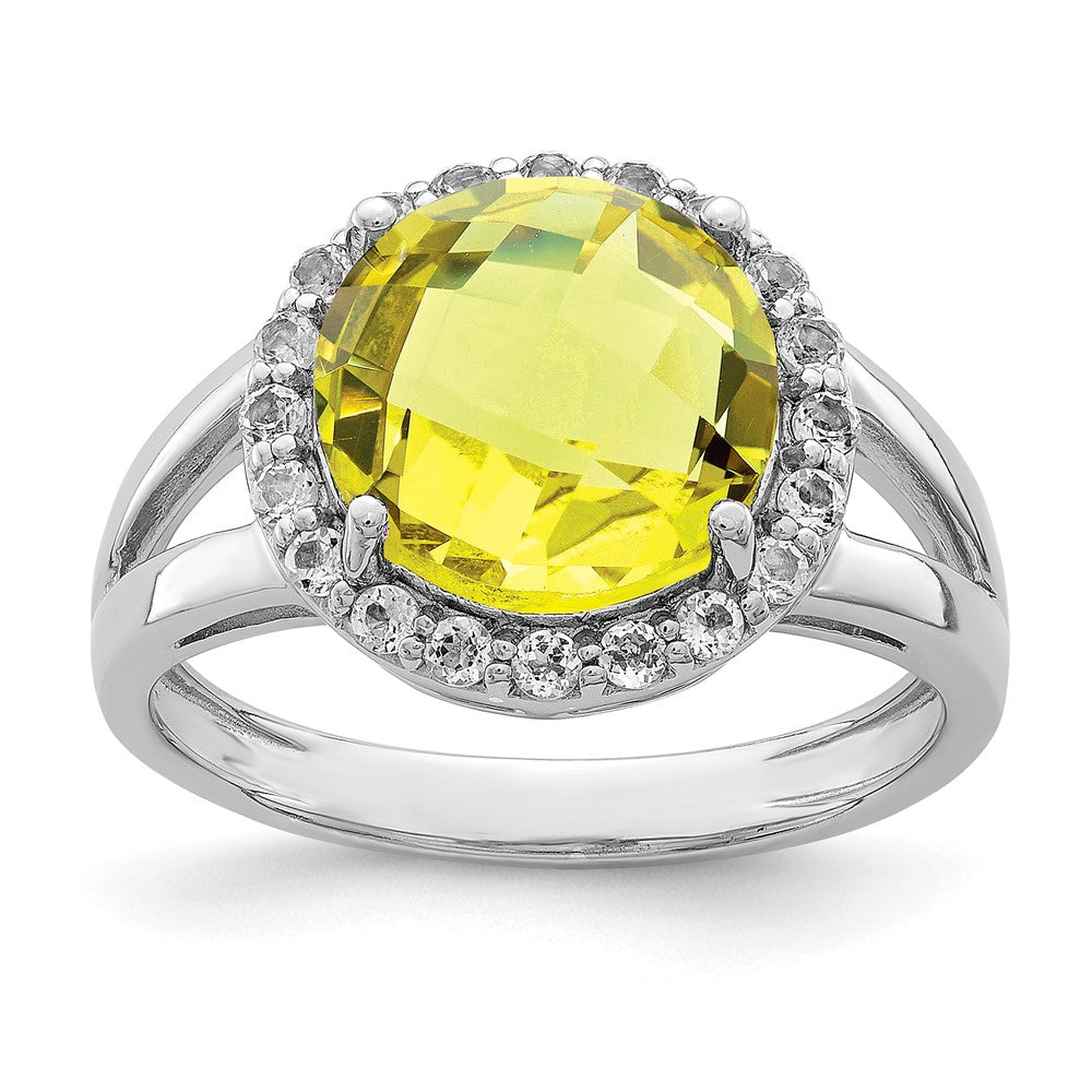 Sterlingsilber Rhodium Zitrone Quarz & Weiß Topas Ring