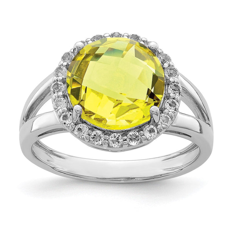 Sterlingsilber Rhodium Zitrone Quarz & Weiß Topas Ring