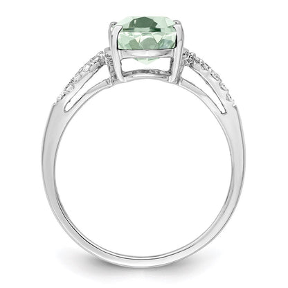 Sterlingsilber Rhodium Grün Quarz & Diamant Ring (size 6 Nur)