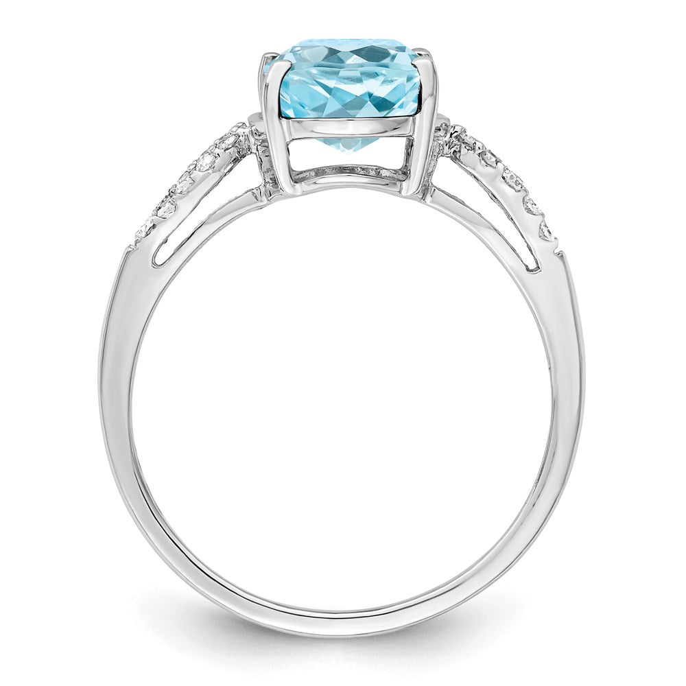Sterlingsilber Rhodium Himmel Blautopas & Diamant Ring (size 7 Nur)