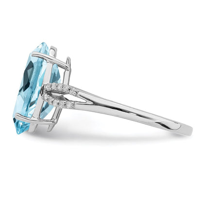 Sterlingsilber Rhodium Himmel Blautopas & Diamant Ring (size 7 Nur)