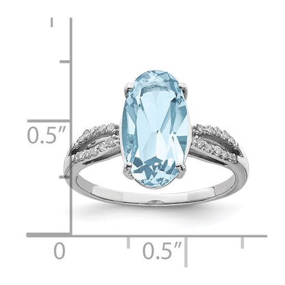 Sterlingsilber Rhodium Himmel Blautopas & Diamant Ring (size 7 Nur)