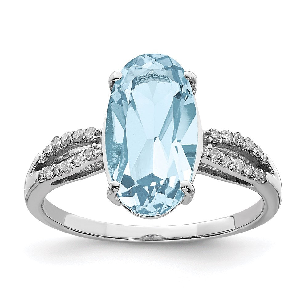 Sterlingsilber Rhodium Himmel Blautopas & Diamant Ring (size 7 Nur)