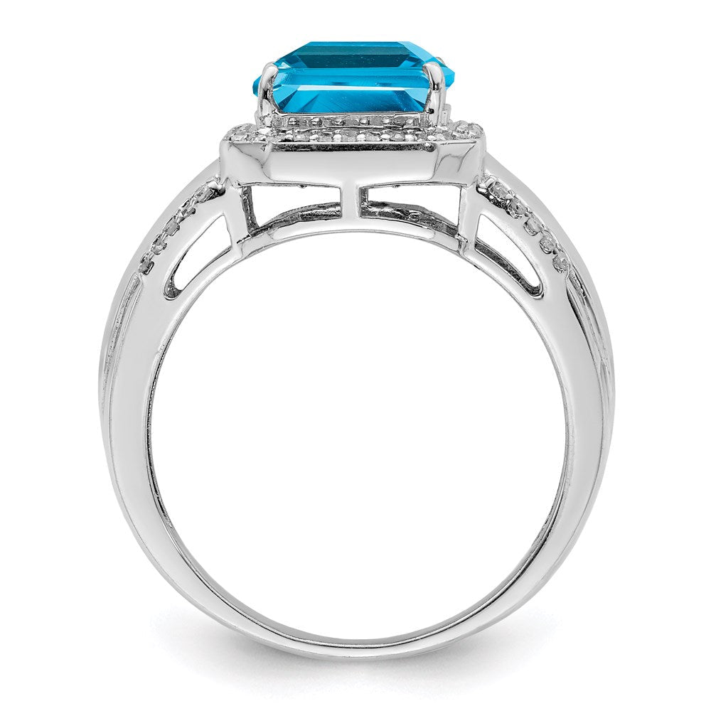 Sterlingsilber Rhodium Blautopas & Diamant Ring (size 6 Nur)