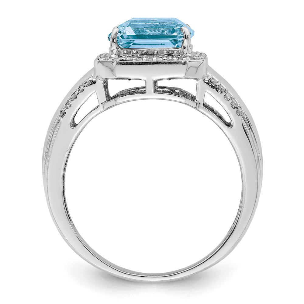 Sterlingsilber Rhodium Diamant & Himmel Blautopas Ring (size 7 Nur)