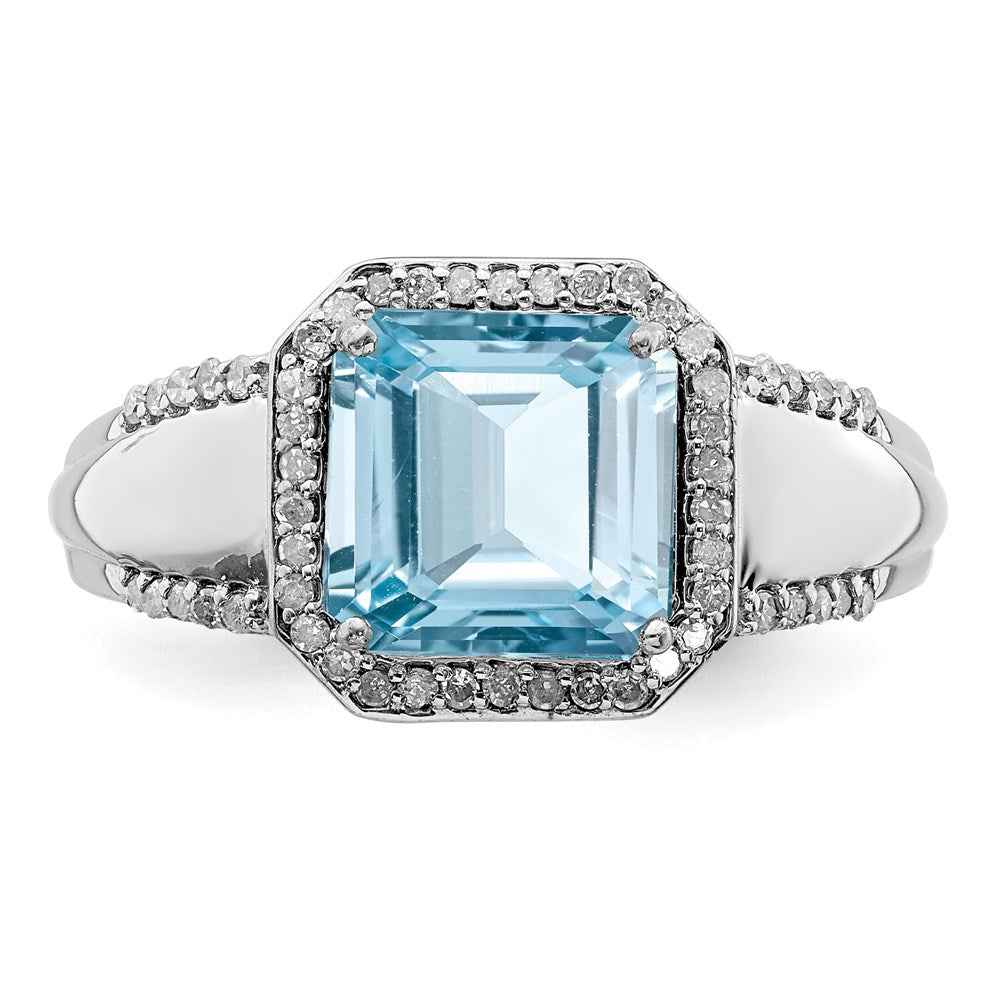 Sterlingsilber Rhodium Diamant & Himmel Blautopas Ring (size 7 Nur)