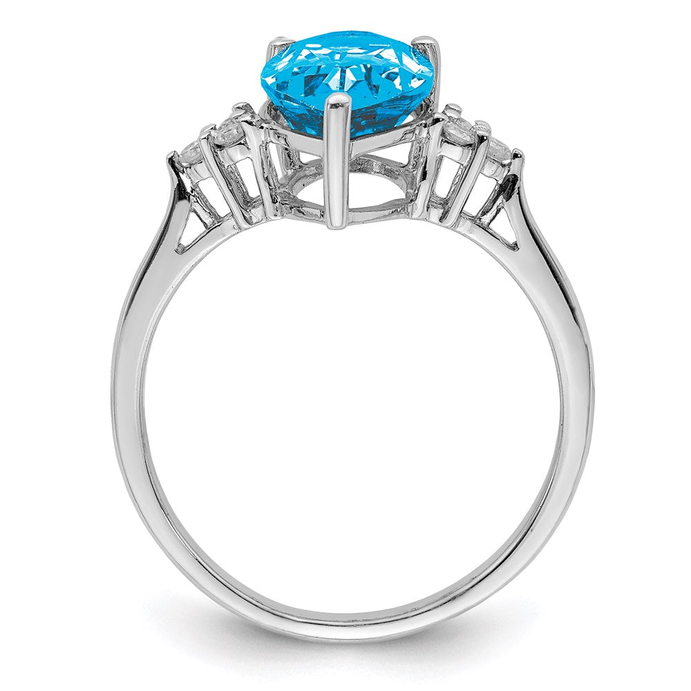 Sterlingsilber Rhodium Blautopas & Diamant Ring (size 7 Nur)