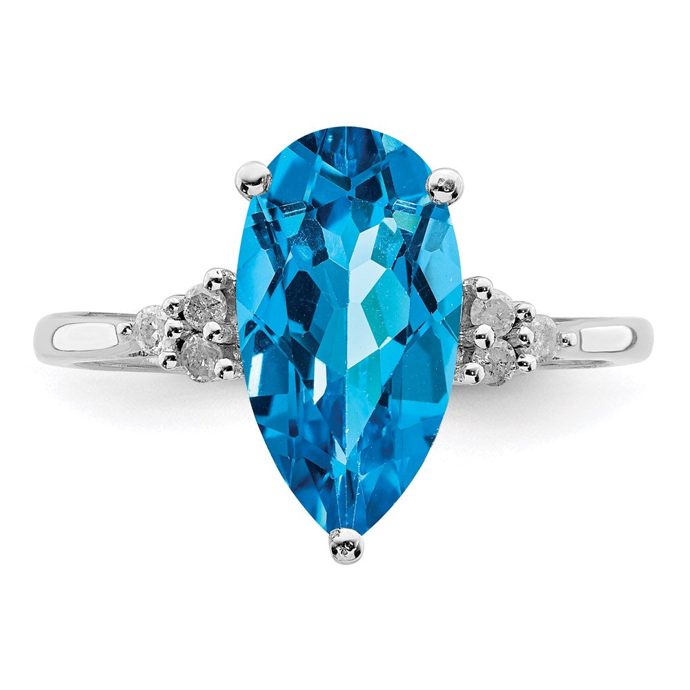 Sterlingsilber Rhodium Blautopas & Diamant Ring (size 7 Nur)