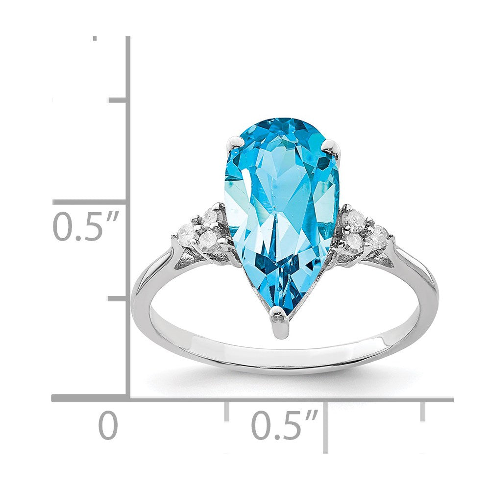 Sterlingsilber Rhodium Blautopas & Diamant Ring (size 7 Nur)