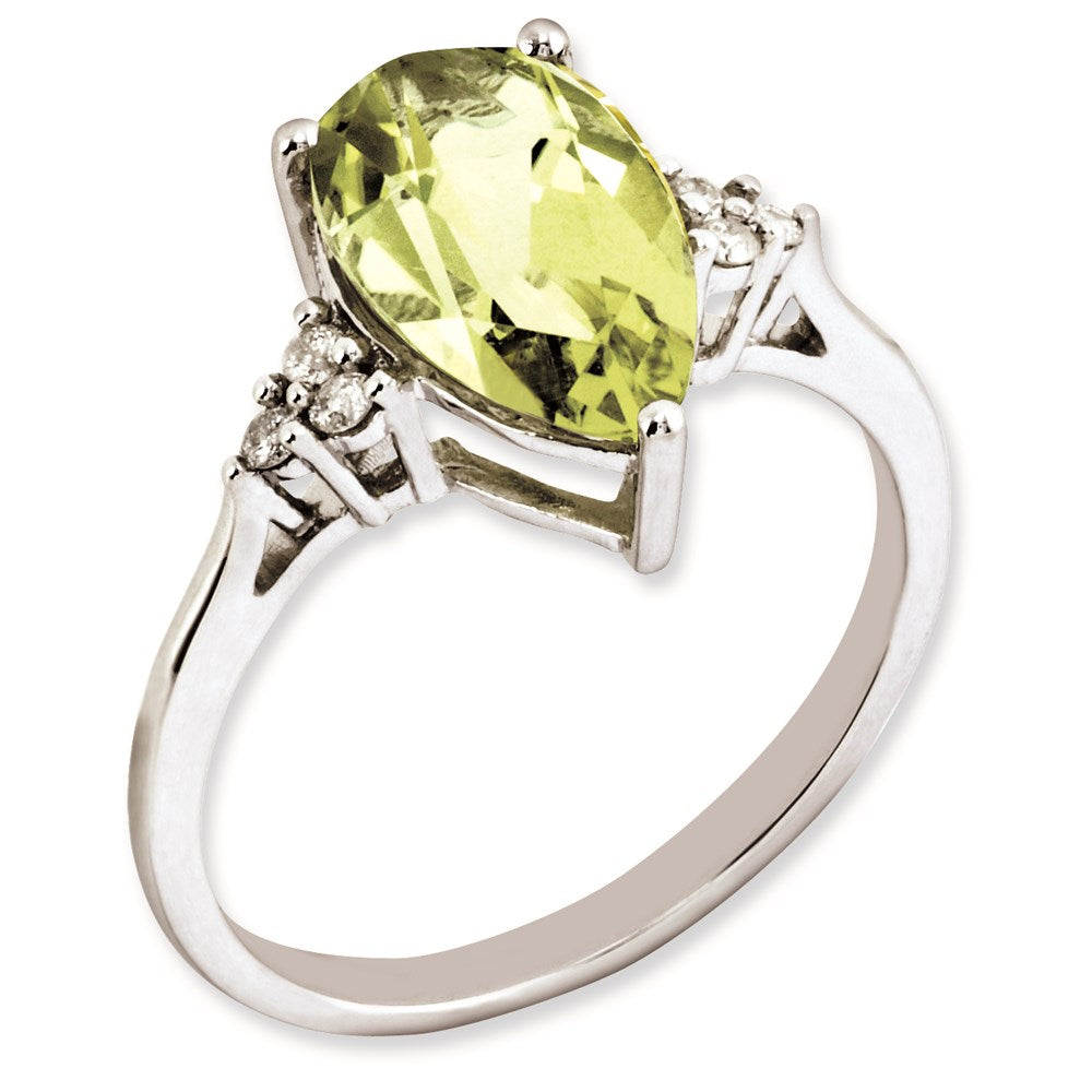 Sterlingsilber Rhodiniert Diamant & Zitrone Quarz Ring (size 7 Nur)