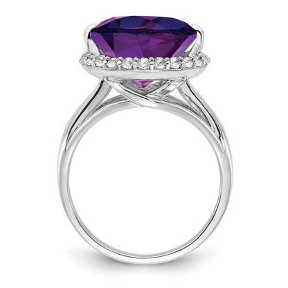 Sterlingsilber Rhodiniert Weiß Topas & Amethyst Ring (size 7 Nur)