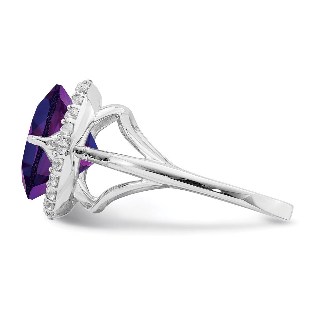 Sterlingsilber Rhodiniert Weiß Topas & Amethyst Ring (size 7 Nur)