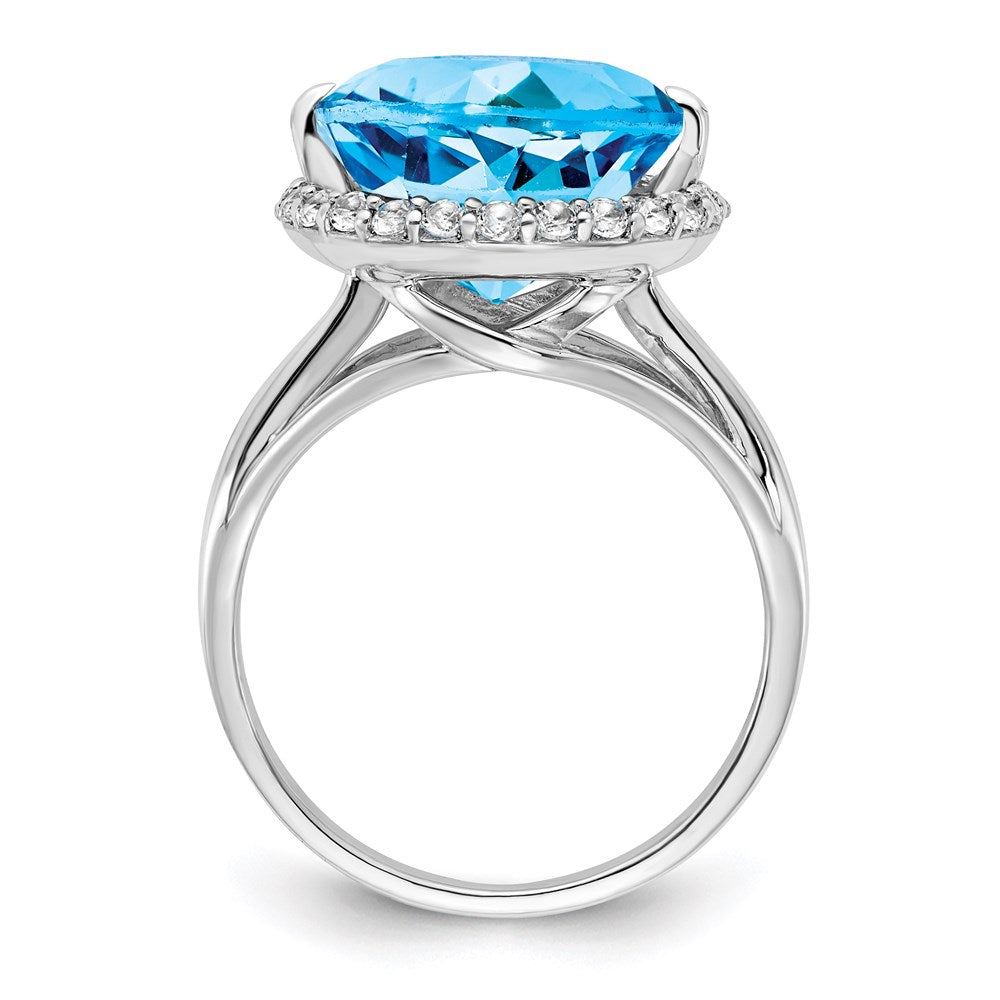 Sterlingsilber Rhodium Weiß Topas & Blau Ring (size 7 Nur)