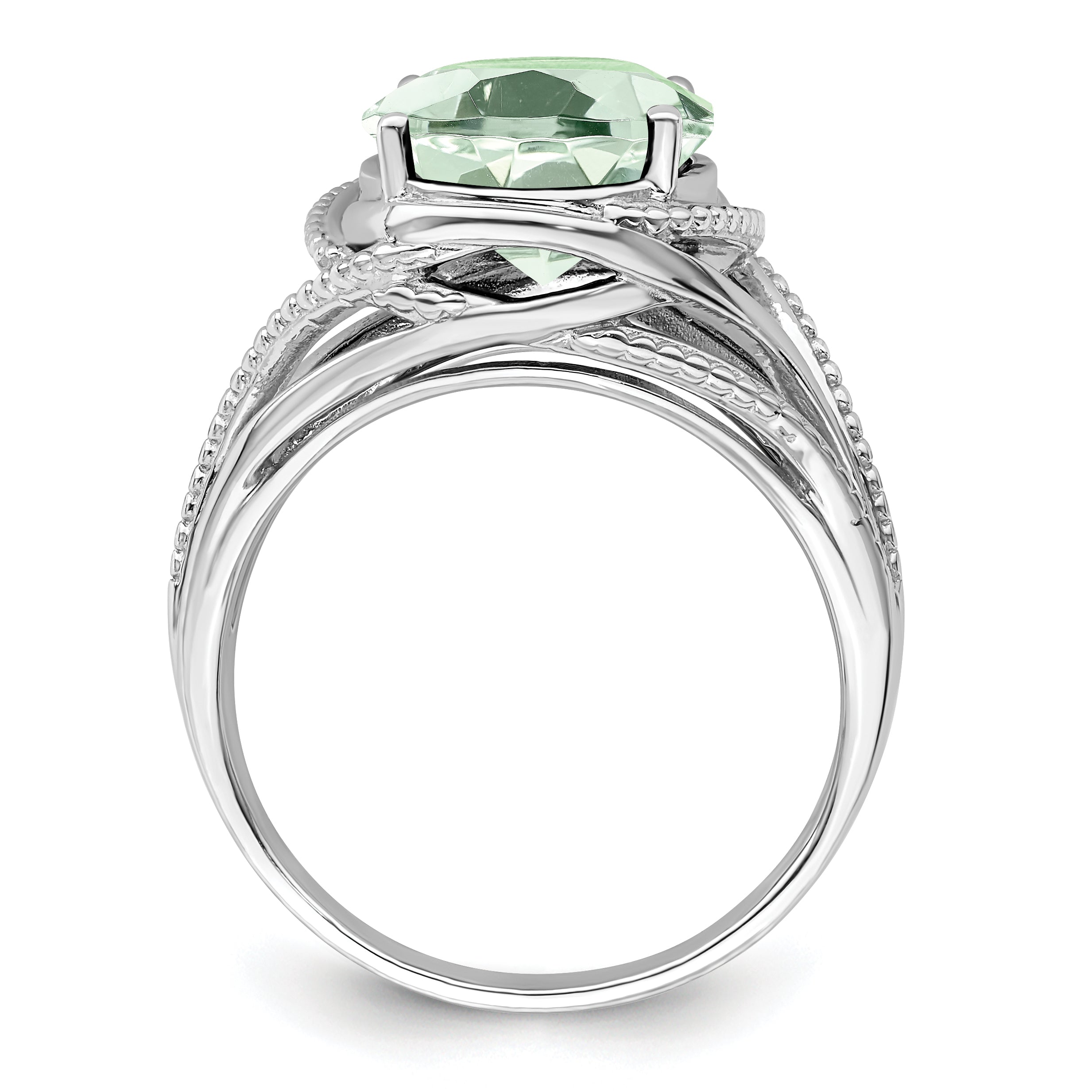 Sterlingsilber Rhodium Grün Quarz Ring