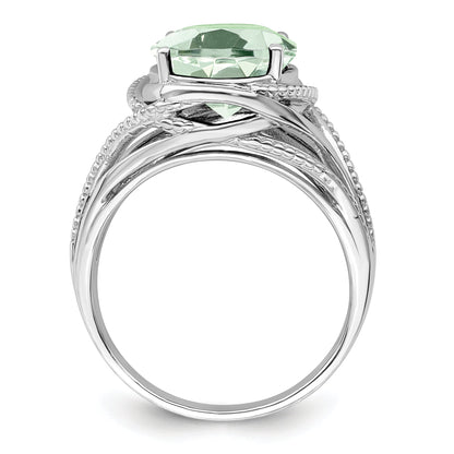 Sterlingsilber Rhodium Grün Quarz Ring